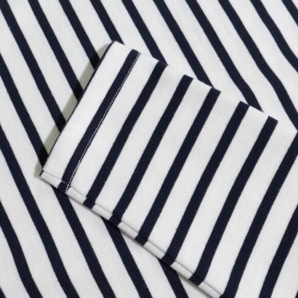 Japanese Black And White Striped Boat Neck T-Shirt - Siz S - Picture 4 of 6